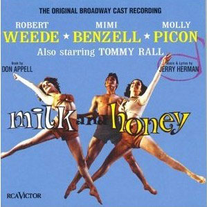 Cast album cover for Broadway musical 'Milk and Honey'