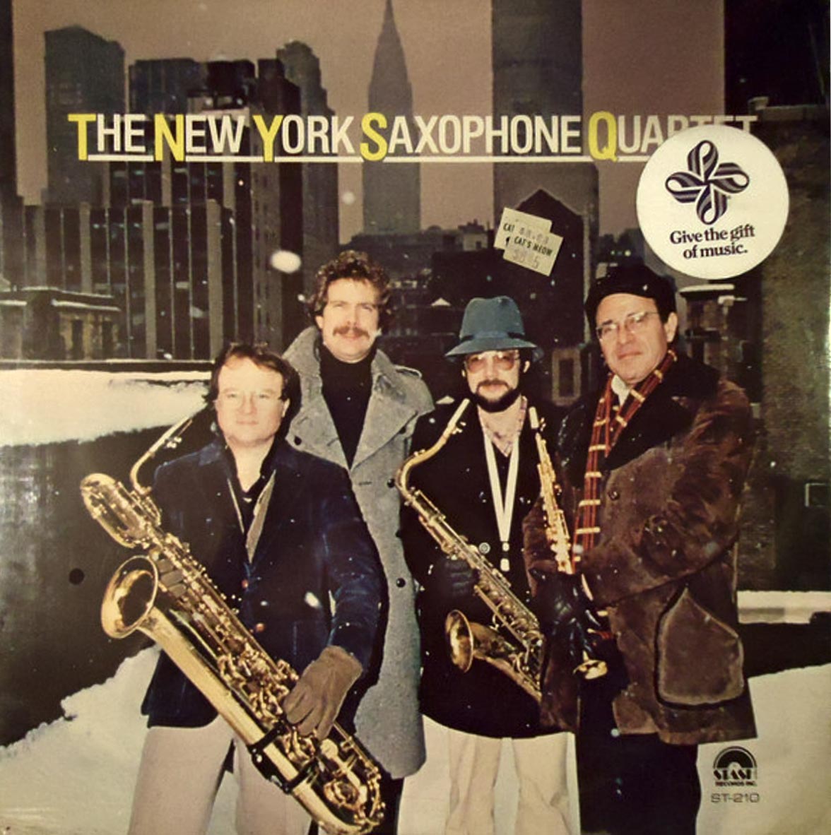 Album cover photo featuring the New York Saxophone Quartet: Wally Kane, Ray Beckenstein, Dennis Anderson, Billy Kerr. Sauter's Saxophone Quartet #1 was one of a seven-composer compilation.